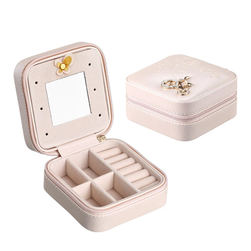 Дорожная мини-шкатулка для ювелирных изделий кожаный чехол украшений из