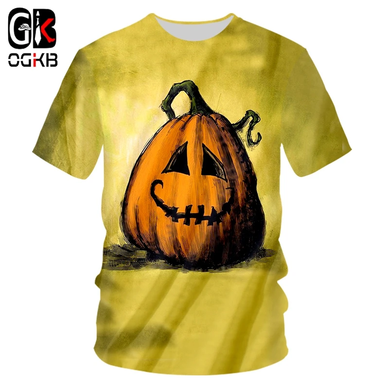 OGKB мужские интересные футболки с 3D принтом Хип Хоп Хэллоуин Тыква и камуфляж