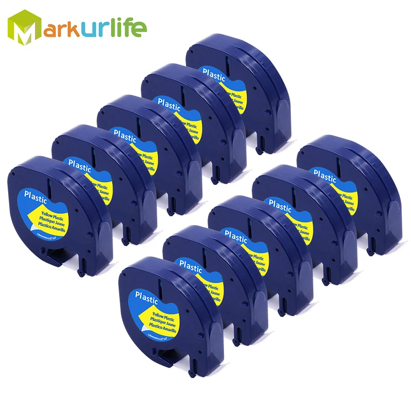 10 шт./лот для DYMO LetraTag Tape 91202( 91332 91222 59423) черный на желтом 4 м * 12 мм Label Maker|dymo letratag tape|dymo