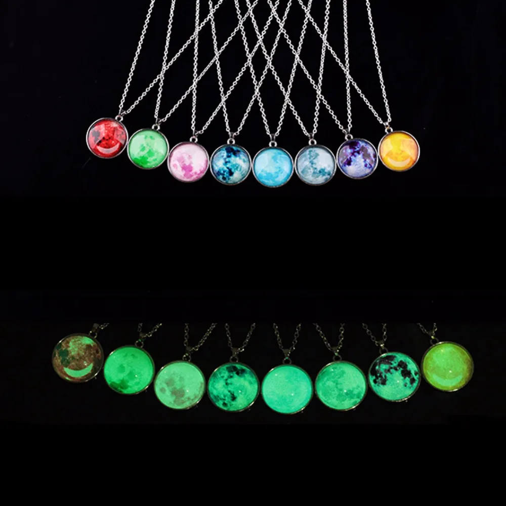 Стеклянная светящаяся звезда серия планет ожерелье кристалл кабошон кулон