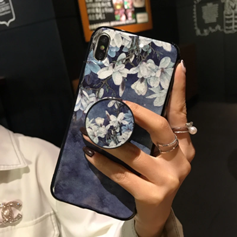 Casyva блестящий чехол для телефона Магнолия Iphone X XR XS MAX Модный 6 7 8 6S plus кронштейн