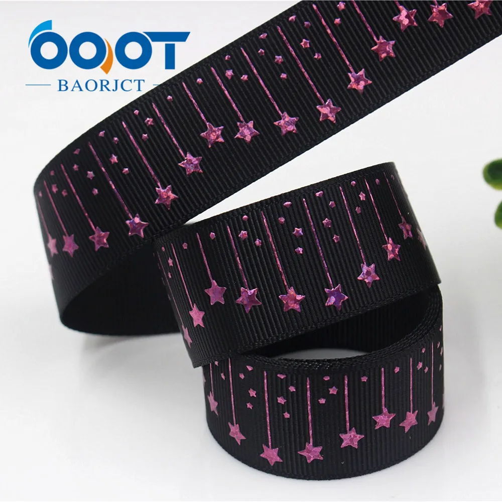 OOOT BAORJCT G 18609 399 25 мм 10 ярдов цветные пятиугольные звезды печатные grosgrain ленты DIY