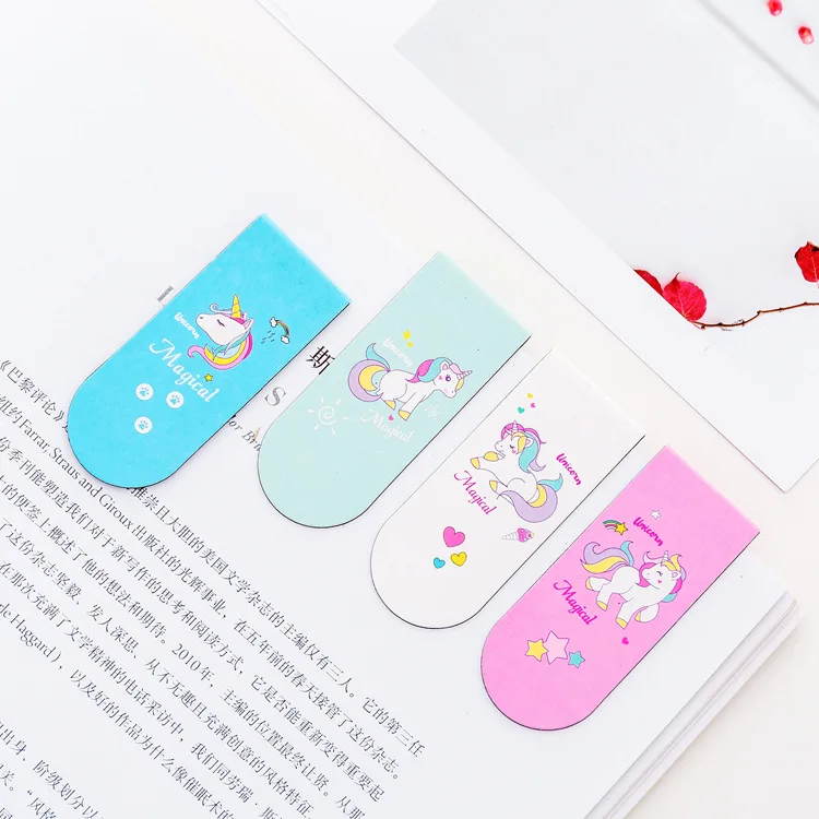 Book Accessories Unicorn Magnet Bookmark Cartoon Magnetic Bookmarks For Books 12 PCS/Lot Creative Mini Clip | Канцтовары для офиса