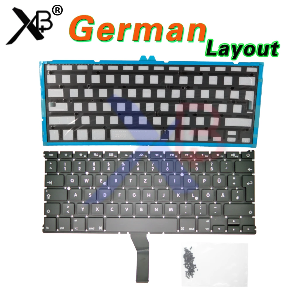Немецкая клавиатура Deutsch QWERTZ tastaur/подсветка + винты для MacBook Air 13 3 &quotA1369 A1466 2010-2017