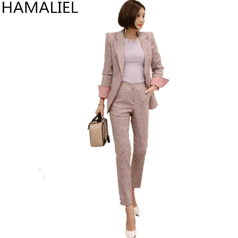 HAMALIEL/высокое качество осенние модные костюмы со штанами для женщин Розовый