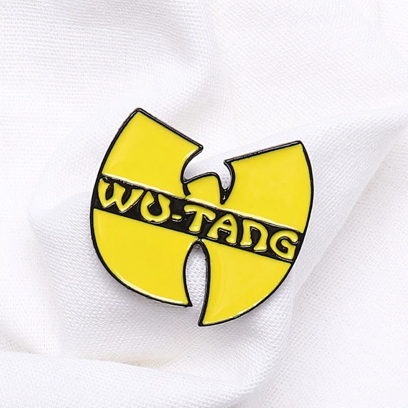 Эмалированная брошь Wu-Tang желтая в стиле хип-хоп для старой школы джинсовая