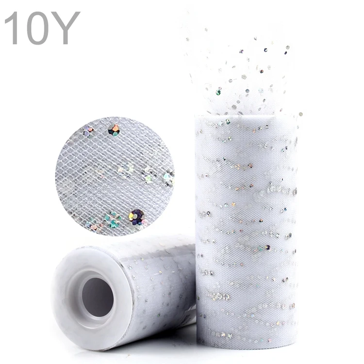 White 10Y QIFU 10 25 ярдов 15 см тюль рулон блестящая пачка свадебное украшение свадебный Тюль Ткань ремесло DIY ремесло день рождения принадлежности - Цвет: White 10Y