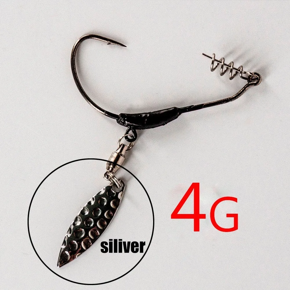 sliver4g Рыболовные крючки 4 г, 5 г, 7 г, 3 шт./лот, из углеродистой стали, Техасский свинцовый крючок, новинка, спиннинговая ложка, Каролины, крючок для ловли окуня, щуки - Цвет: sliver4g