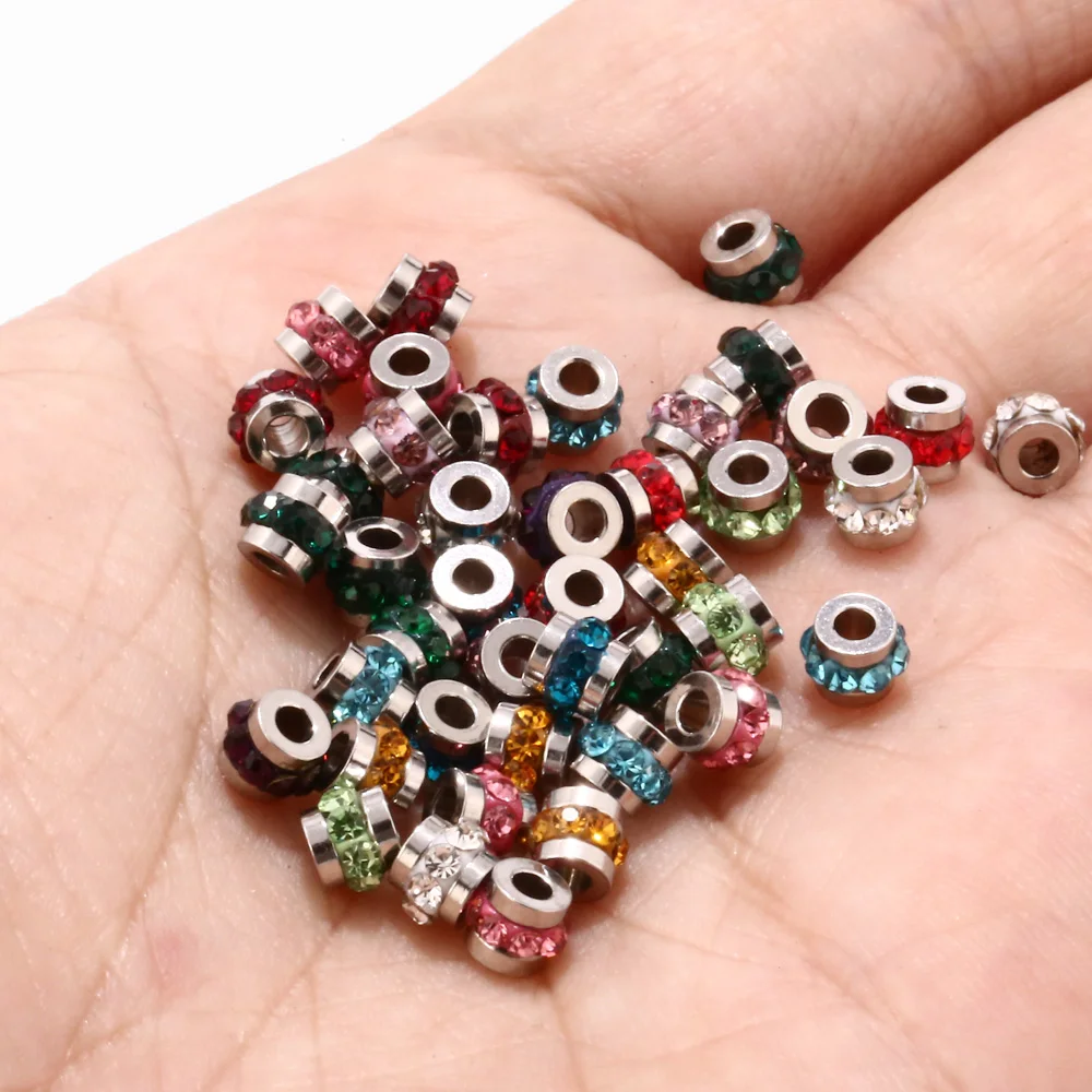 Смешанные цвета из нержавеющей стали Европейские Бусины c разделителем