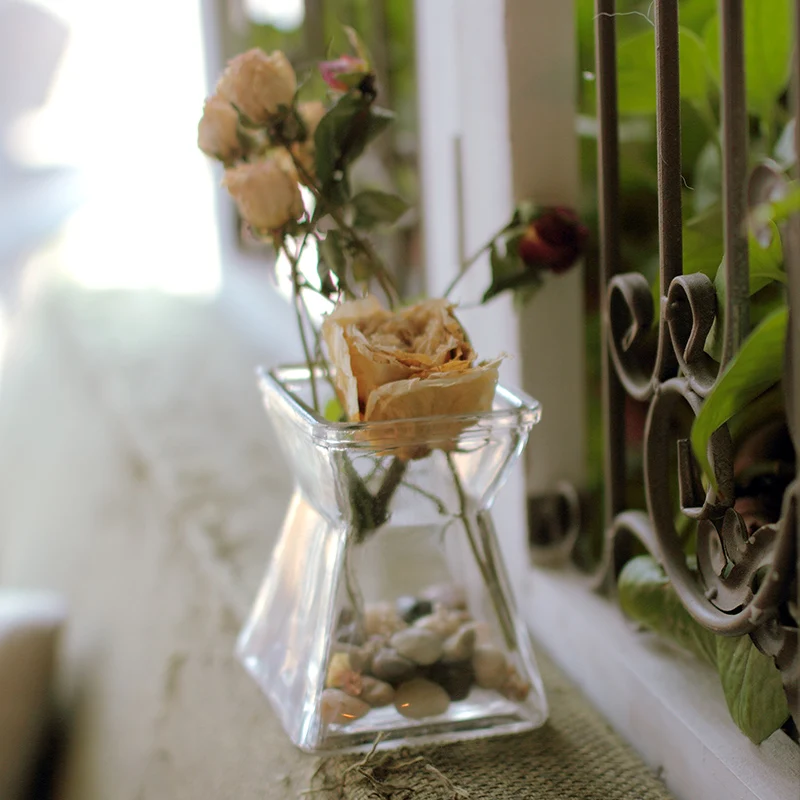 Маленькая прозрачная стеклянная ваза в скандинавском стиле украшения для цветов