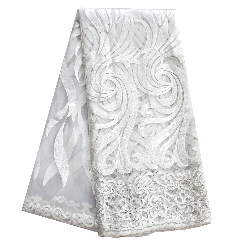 2016 Вышитые Африканский Белый кружевной Ткани Высокого Качества Для Нигерийского
