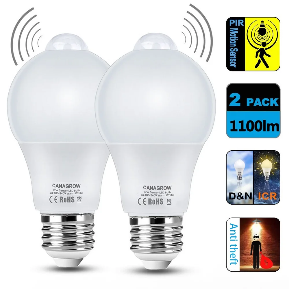 2pcs 12W SMD5730 Led Bulb Motion Sensor Smart PIR Lamp E26 E27 Auto On/Off Infrared Night Lighting AC85~265V
2pcs 12W SMD5730 Led Bulb Motion Sensor Smart PIR Lamp E26 E27 Auto On/Off Infrared Night Lighting AC85~265V