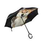 C-обратный ветрозащитный зонтик Шиба-ину для мужчин и женщин, дождевые автомобильные инвертированные зонты, двухслойные анти-УФ Самостоятельная подставка, зонтик
