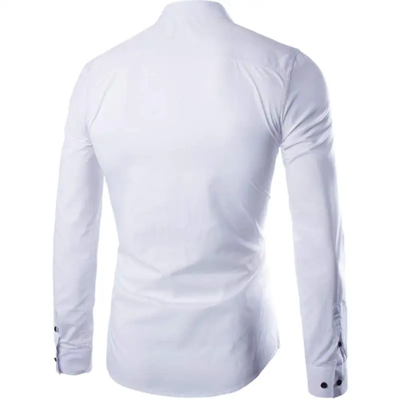 Брендовые белые Для мужчин с длинными рукавами CHEMISE Homme 2018 Мода Бизнес Дизайн S Slim