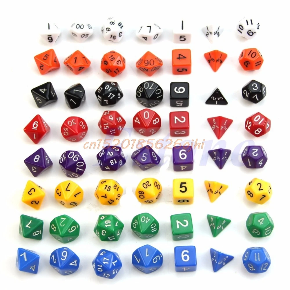 Лидер продаж набор из 7 акриловых игральных костей D4 D6 D8 D10 D12 D20|dice game|poly dicedungeons &