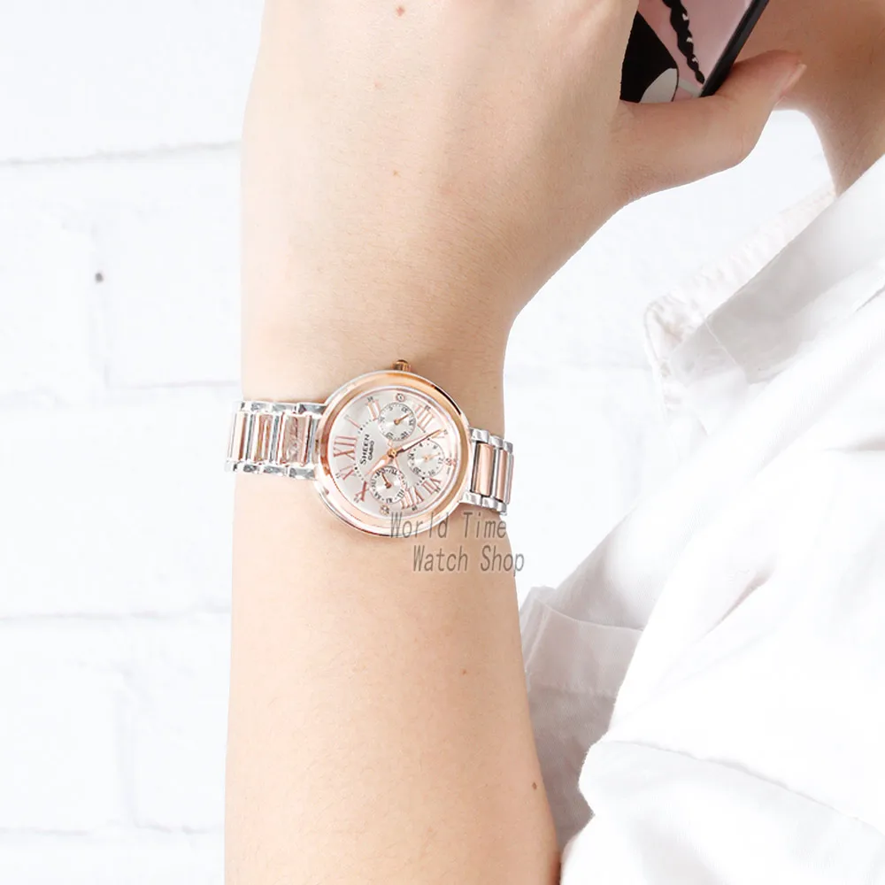 Часы Casio Swarovski Crystal женские часы лучший бренд класса люкс женские часы женские 50 м Водонепроницаемые кварцевые наручные часы Светящиеся Розовое золото Подарки спортивные часы reloj mujer relogio feminino