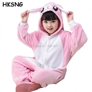 HKSNG детская зимняя мультяшная фланелевая милая розовая пижама кролик кигуруми комбинезон косплей костюм животное домашняя одежда