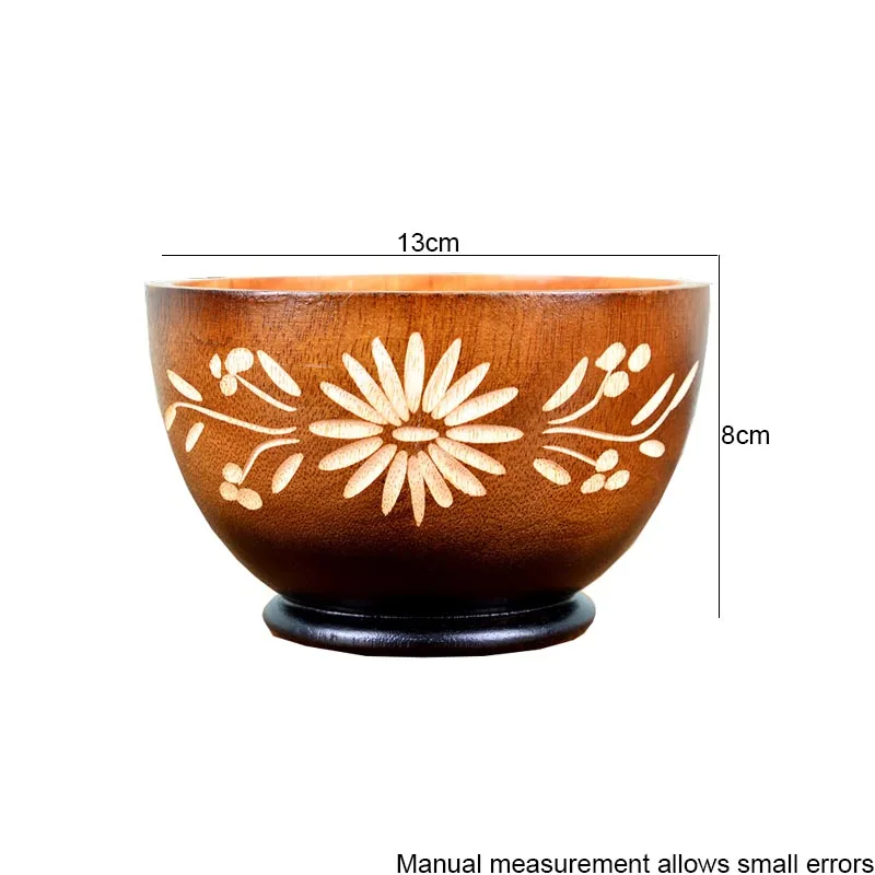 Vintage Wood Bowl Handmade Carved Tableware Ramen Soup Rice Food Container Kitchen Dinnerware Creative Home Decor Gift | Дом и сад