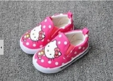 Бесплатная доставка модная парусиновая детская обувь в горошек с принтом hello kitty