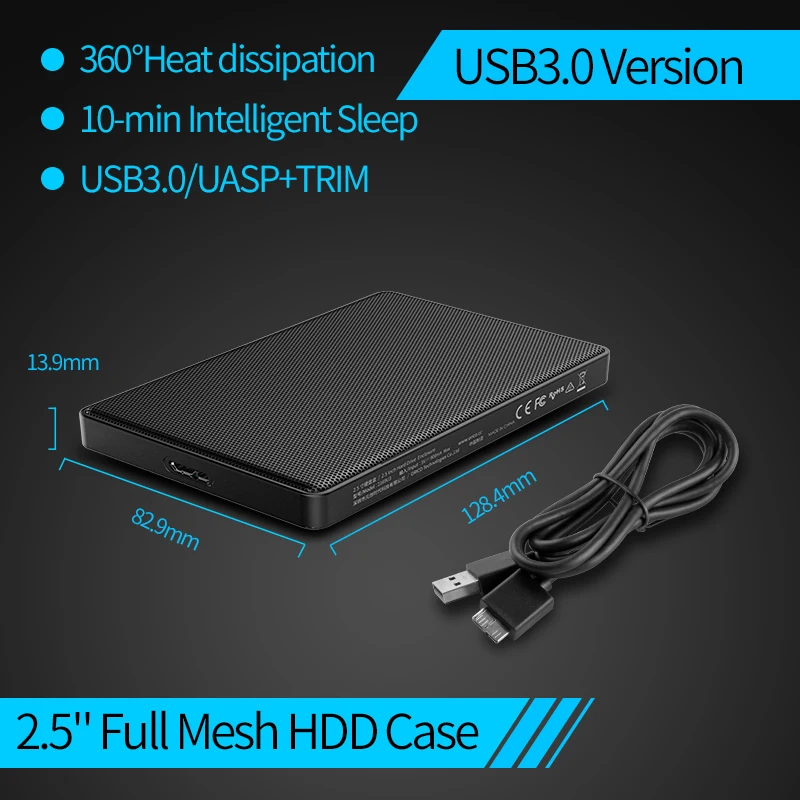 ORICO 2," Тип C SATA HDD чехол Полный сетчатый HDD жесткий диск внешний 5 Гбит/с HDD корпус USB3.0 жесткий диск корпус