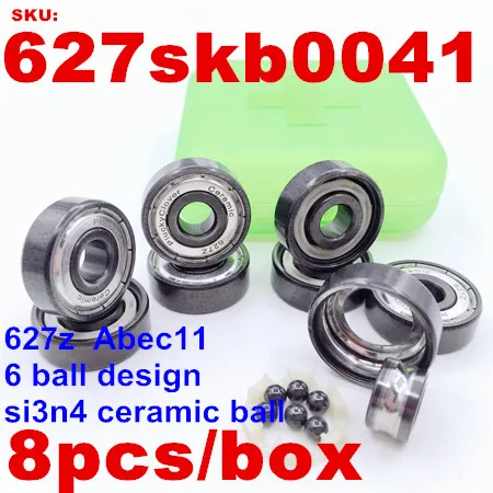 8 шт PluckyClover 627 керамический подшипник ABEC-11 Si3N4 роликовые коньки подшипник ZrO2 белый шарикоподшипник артисты танцуют доски подшипники - Цвет: 8pcs black ball 627z