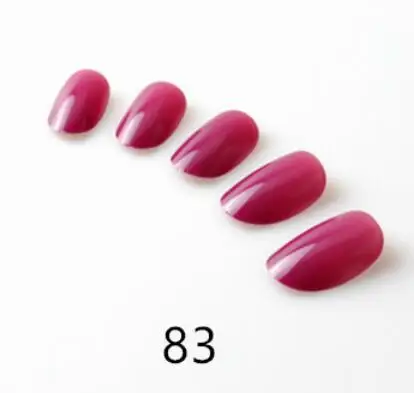 100 PCS Stiletto матовый телесный бежевый Ручная роспись ногтей советы нажмите на палку на поддельные ногти полное покрытие Средний накладные ногти - Цвет: Wine red 83