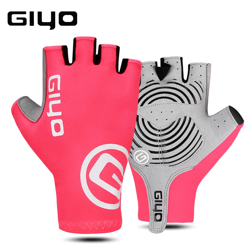 Pink Half Finger Giyo перчатки для велоспорта на полпальца гелевые спортивные перчатки для гонок для мужчин и женщин перчатки для шоссейного велосипеда велосипедные перчатки для MTB - Цвет: Pink Half Finger