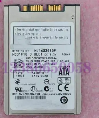 

100% новый в коробке 1 год гарантии MK1633GSGF 160G 1,8 дюймов нужно больше фотографий, пожалуйста, свяжитесь со мной