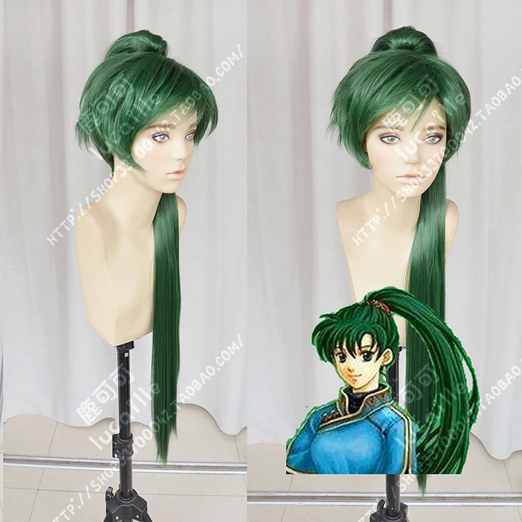 Парик для косплея игровой эмблемы огня Lyn длиной 100 см зеленые черные