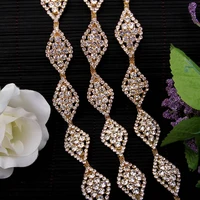 1 yard 2 3 cm crystal rhinestone chain trims applique for wedding dresses trimmings sewing crafts silver gold
