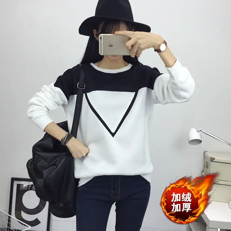 Зимние новые модные черно белые Цветные Лоскутные толстовки с капюшоном женские