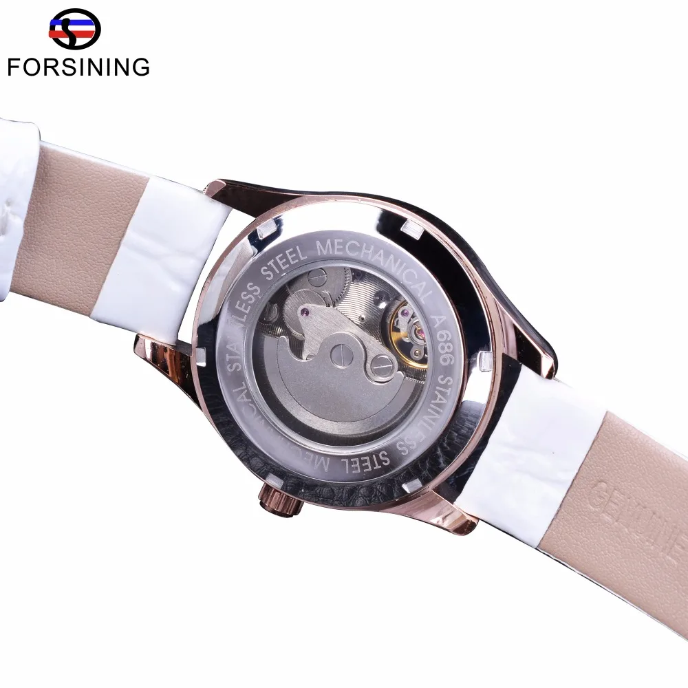 Часы Forsining женские повседневные из белой кожи со стразами|wristwatch brand|wristwatch