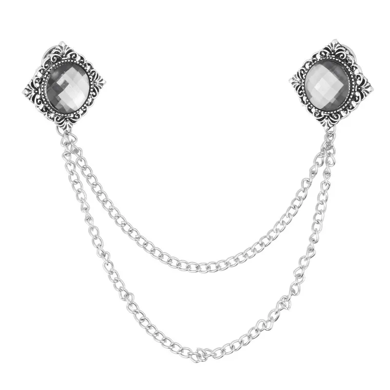 Antique Silver Модная Винтажная брошь на булавке, брошь с кристаллами, блузка, рубашка, воротник, на шею, на булавке, с отворотами, на цепочке, с кисточками, свитер, кардиган, клипсы - Окраска металла: Antique Silver