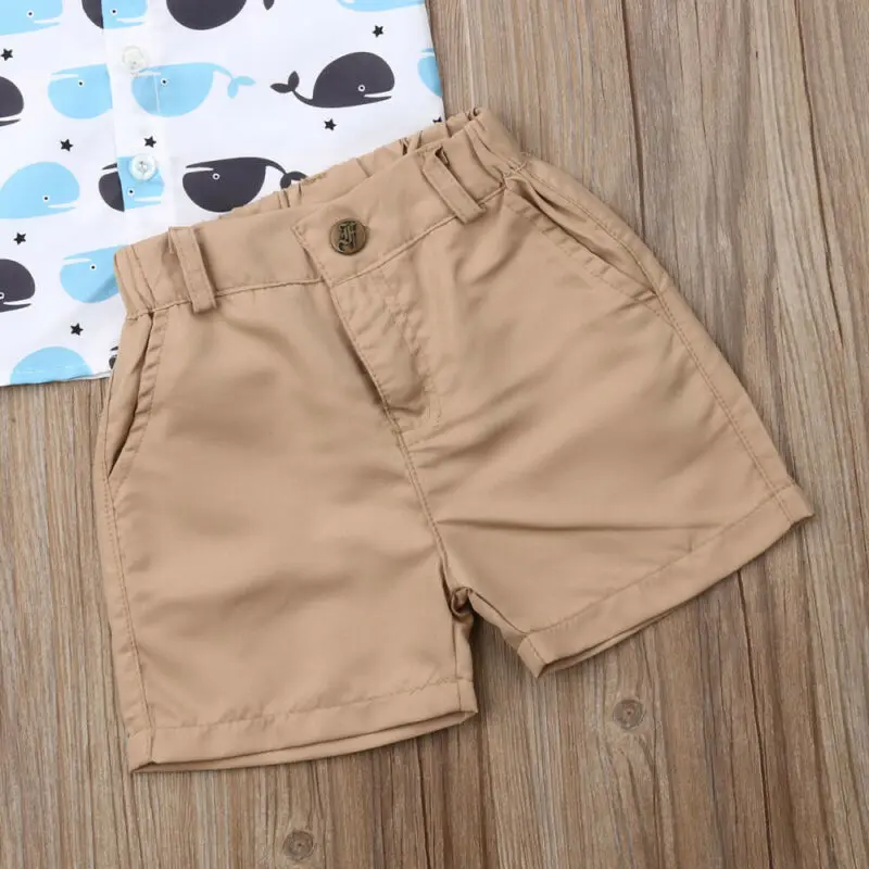 2019 Summer Toddler Baby Boys Clothes Whale Tops T-Shirt+ Pants Shorts 2PCS Outfits Size 2-6T | Детская одежда и обувь