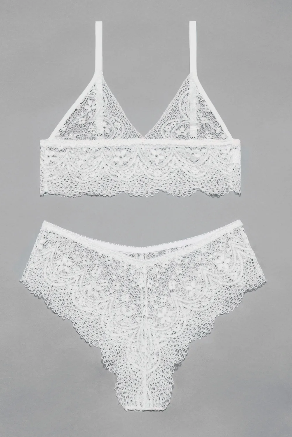 Woman Exotic Apparel Sexy adult nightclub underwear club wear Valentine's Day White Lace Bralette Erotic 2pcs Lingerie Set 43054 |