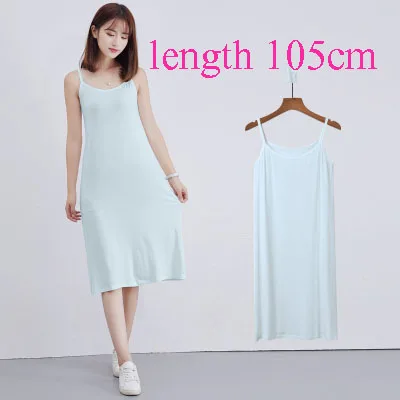 lightblue 105cm Женское модное недорогое модальное платье-комбинация с тонкими бретельками 90 до 120 см длинное платье под платье женские повседневные платья - Цвет: lightblue 105cm