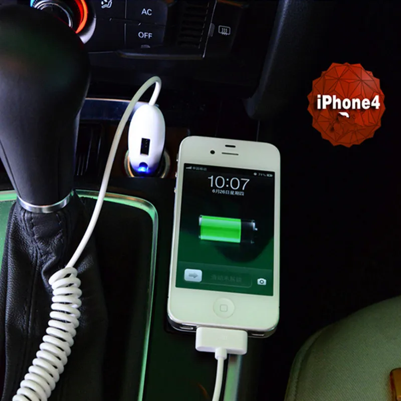 10pcs/lot [4 USB Ports Cable] Car Charger 2A Fast mobile phone charger With Cable For iPhone4 5 6 7 ipad Type C Drop Shipping | Мобильные