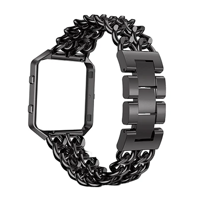 Black Горячая Замена цепи из нержавеющей стали с металлической рамой для Fitbit Blaze серебро черный розовое золото нержавеющая сталь - Цвет: Black