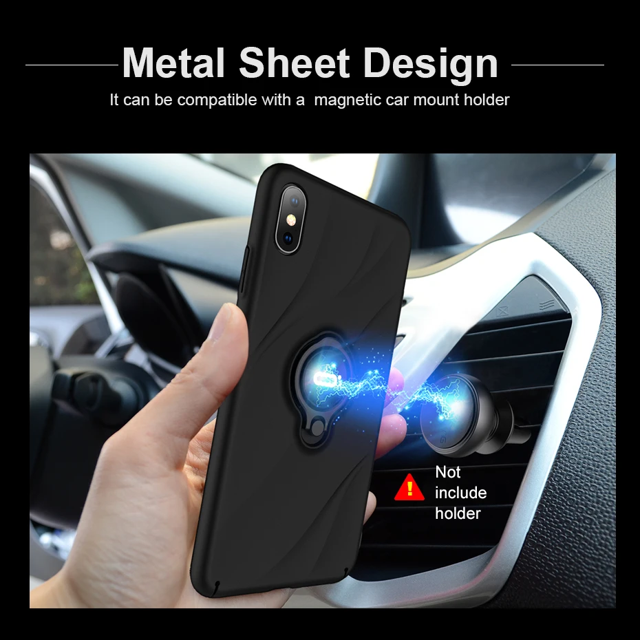 Luxury Glossy Case For Apple iphone XS XR MAX Cover X 10 XSMAX Fashion Magnetic Ring Holder Hard Red Pink Cases |