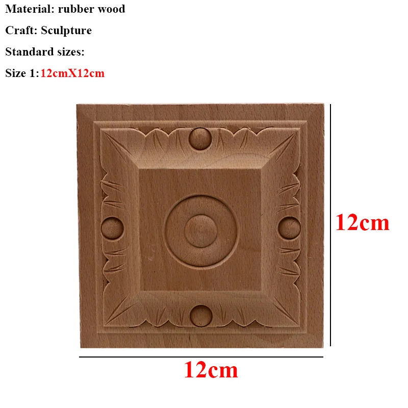 12cmX12cm VZLX цветок резьба по дереву Аппликации из натурального дерева для мебельного шкафа неокрашенные деревянные молдинги декоративные фигурки - Цвет: 12cmX12cm