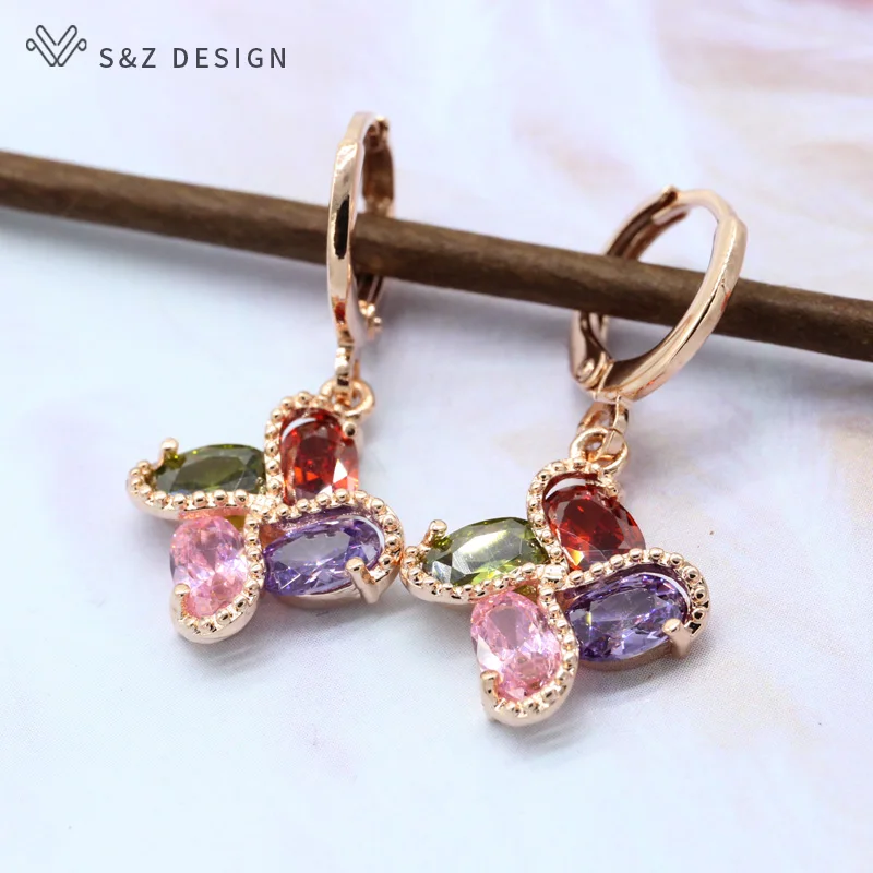 Серьги для женщин S & Z ветряная мельница с четырехлистным клевером цветной