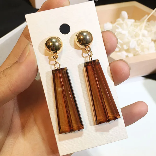 Новые брендовые красивые синие и коричневые прозрачные акриловые серьги с