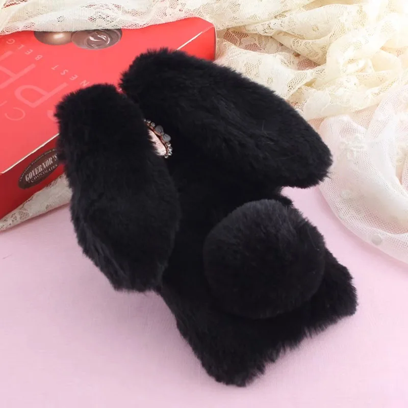 

Vonada Bunny Case for Alcatel Shine Lite 5080X U5 HD 5047 3G 4047 Soft Fur Cute 3D Rabbit Ear TPU Diamond Case Cover