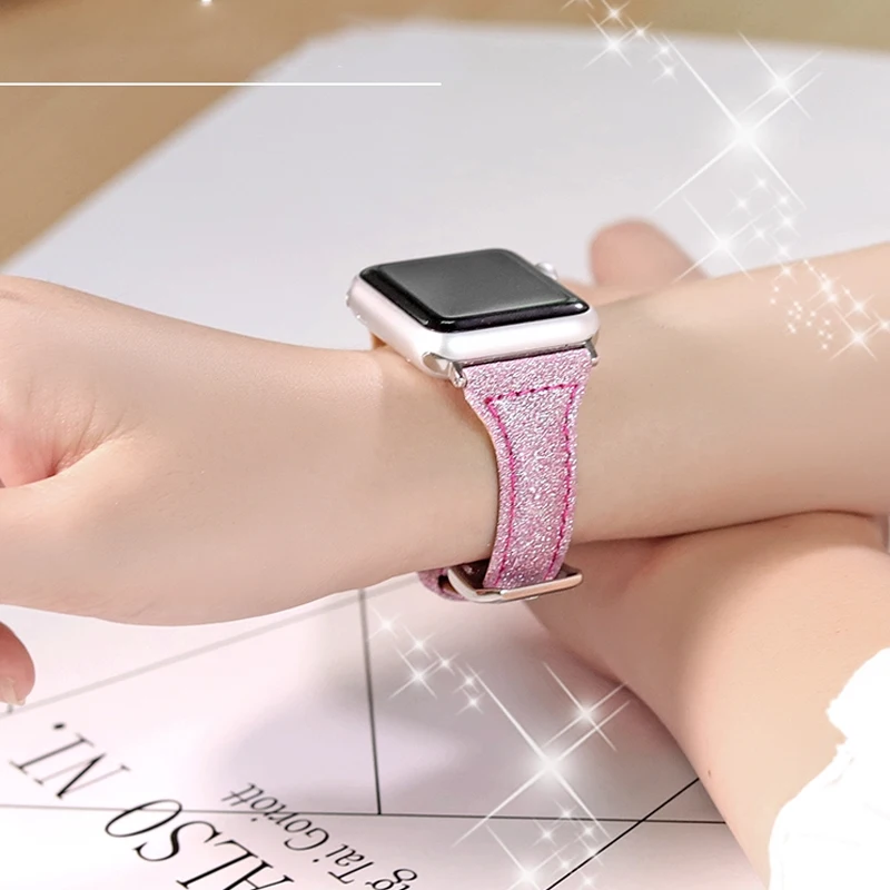 Тонкий кожаный ремешок для Apple watch band 40 мм 44 браслет из воловьей кожи iWatch 38 42 series 3 4 5