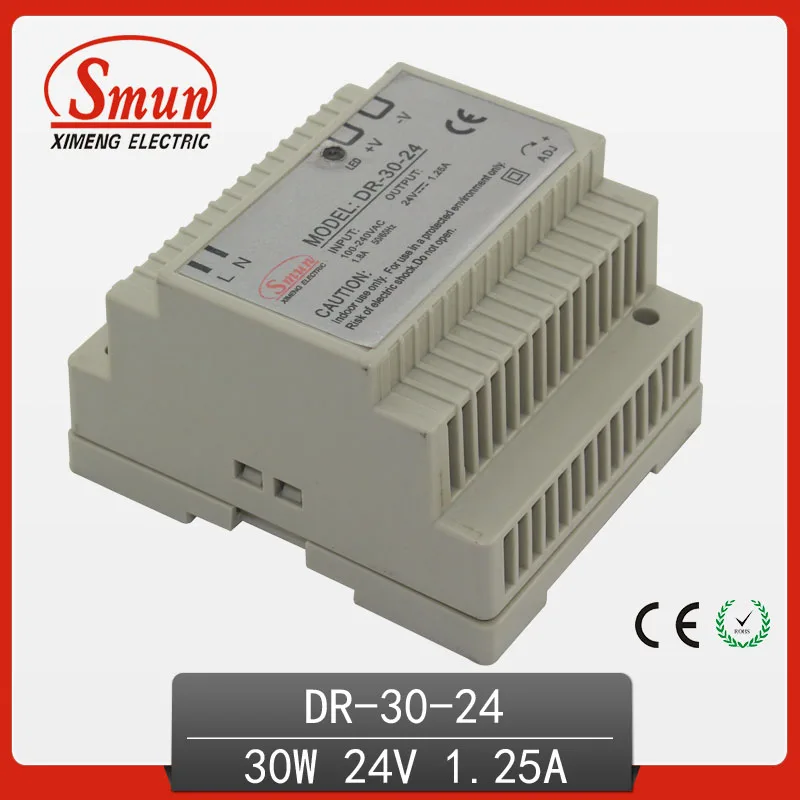 SMUN DR 30 24 Вт В 1 2 А одинарный выход импульсный источник питания на Din рейке|power supply