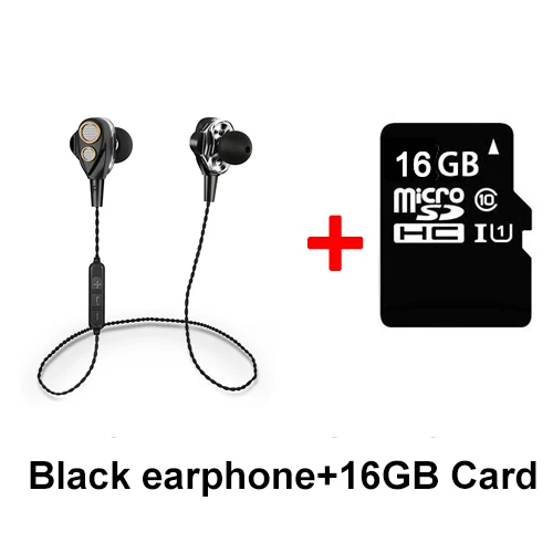 Black with 16GB Беспроводные наушники двойной динамический привод 4 колонки стерео Bluetooth наушники спортивные супер бас 6D объемные наушники для iPhone - Цвет: Black with 16GB