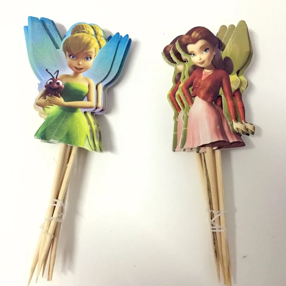 48 шт. Тинкер Белл принцесса кекс топперы мультфильм торт аксессуар День рождения