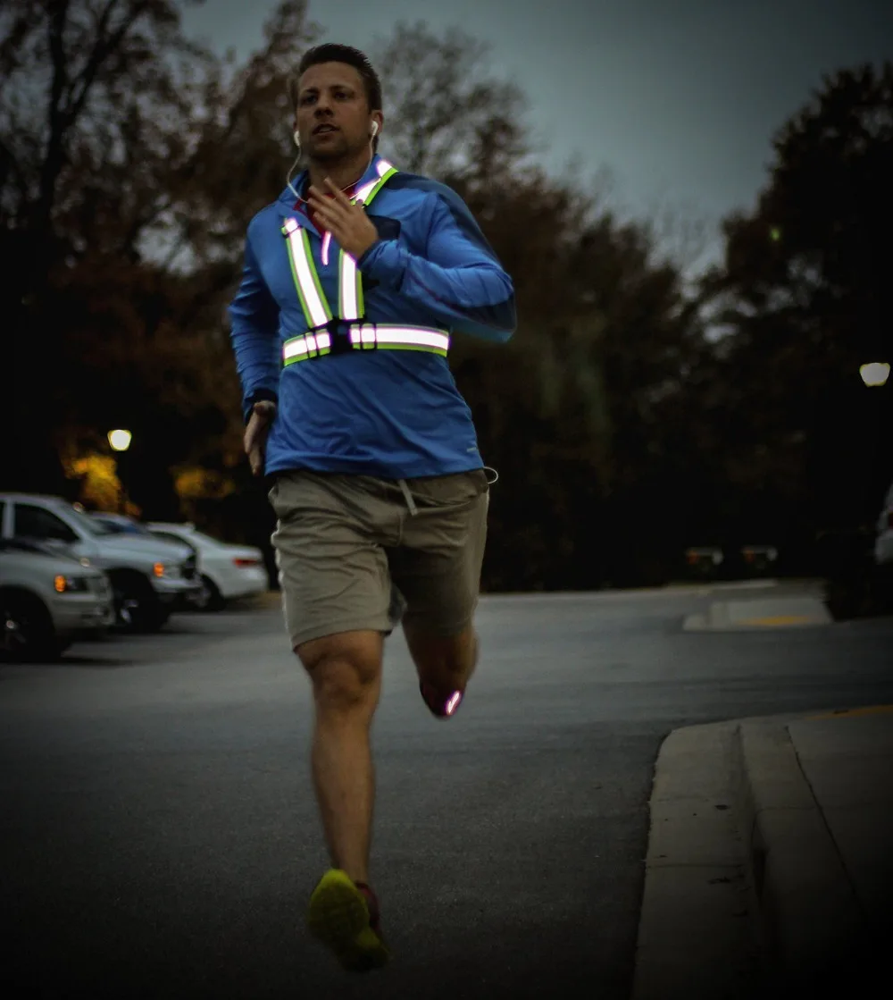 Легкий яркий светоотражающий Регулируемый жилет ремень для бега езды на