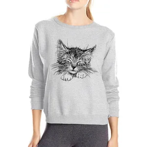 lovely black cat hoodies women cotton clothes brand good quality casual hoody hot sale cute cat hoody funny hoody cool outwear free global shipping
