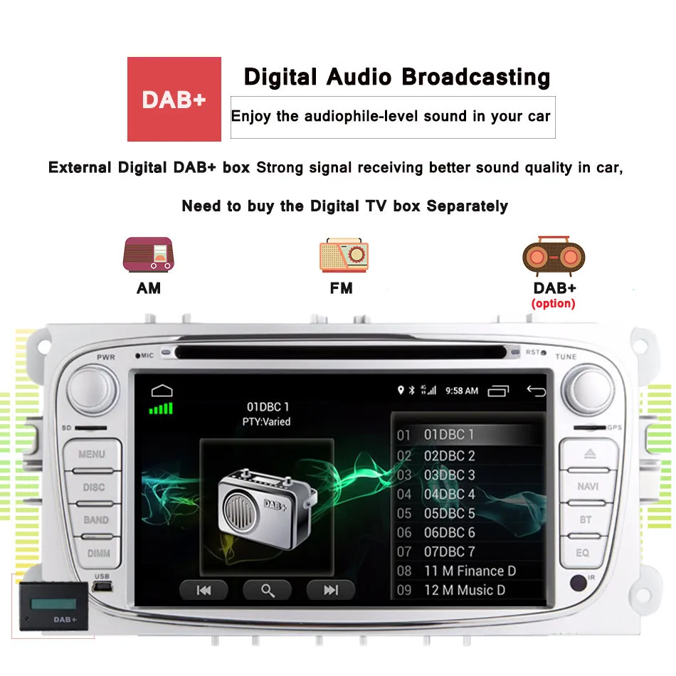 Android 10 0 Восьмиядерный 2 Din 7 "автомобильный dvd плеер для FORD/ focus MONDEO/S MAX/подключение